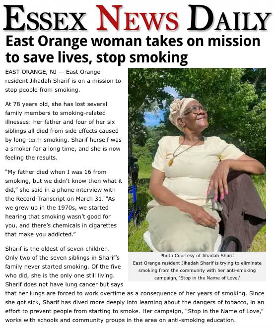 East Orange woman takes on mission to save lives, stop smoking